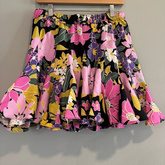 Current Air Floral Mini Flounce Skirt Linen Blend L NWT - Picture 2 of 6